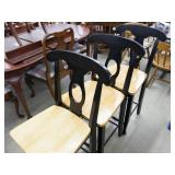 (3) 24" BAR STOOLS, BLACK W/ NATURAL SEATS