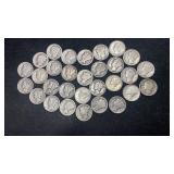 30 Silver Mercury Dimes