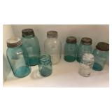 (8) Vintage Mason Jars- Various Sizes and