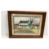 Old farmhouse picture by Ranulph Bya, wood frame,