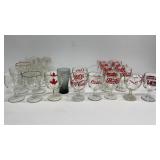 Glass goblets including several advertising