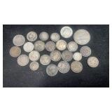 25 Foreign Silver Coins Older Dates most 92%Silver