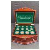 12 Silver Barber Mint Mark Coin Set in Wood Box