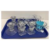 Candle holders, Heisey creamer and sugar