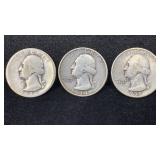 (3) Washington Silver Quarters: 1932, 1934, 1935