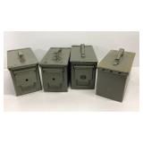 (4) Ammo Metal Boxes 11.5x6x7