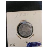 1931 D Dime--vg