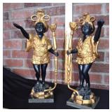 Pair Of Heavy Vtg Bronze African Baroque