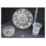 VTG Crystal Cake Platter Cut Glass, French Star