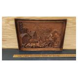 Vintage Carved Wooden Picture- Farmer & Sheep