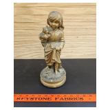 Vintage Family Cares Statue- Gold Paint