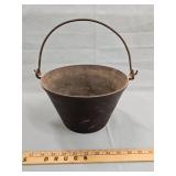 Antique/vintage cast-iron (?) cooking pot w/ bail