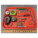 Quantity Small Tools- Measuring Tapes, Ruler,