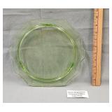 Green Depression Glass Footed Cake Plate "