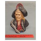 Painted Ceramic Pirate Bust- 12" Tall