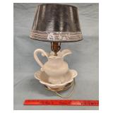 Vintage Pitcher & Bowl Base Table Lamp w Shade