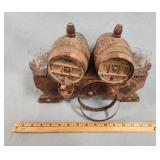 Wooden Whiskey Barrel w Small Glasses