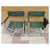 (2) Folding Canvas Camping Chairs w Side Tables