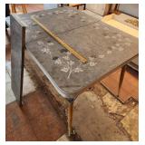 Vtg Kitchen Table with Leaf - Gray and White