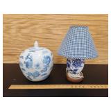 Chinese Decorative Jar and Lamp - Blue and White