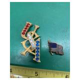 USA and US FLag brooches