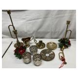 Brass lot, candle holders etc