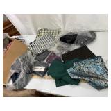 Box lot of material, various sizes, including silk