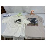 2 horse T-shirts, XL & M with some stains