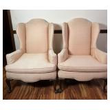 2 QUEEN ANNE STYLE WING BACK CHAIRS