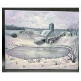 WINTER FARM PAINTING ON CANVAS BY JEAN SCHETTLER