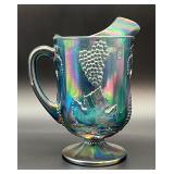 10 1/2" CARNIVAL GLASS HARVEST GRAPE PITCHER