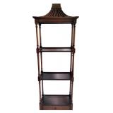 MAHOGANY JAPANESE PAGODA HANGING WALL SHELVES