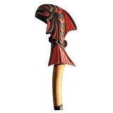 CARVED AND SIGNED WOODEN SALISH FISH RATTLE