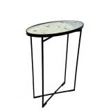 WROUGHT IRON AND MIRROR ACCENT TABLE