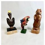 FOLK ART CARVINGS OF ANIMALS BY H. BROWNE