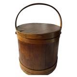 EARLY PINE AND OAK FIRKIN WITH LID