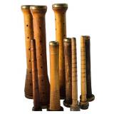 NINE ANTIQUE WOODEN LOOM BOBBINS