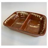 SLIP DECORATED DIVIDED SERVING DISH