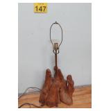 Vtg Wood Burl Table Lamp - Rustic 29" Tall