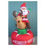 Santa Reindeer Rodeo Airblown Animated 6.5ft w/Box