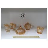 Jeanette Iris Carnival Sugar, Candy Bowls, Creamer