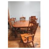 Nice Heavy Duty Dining Table w/ 6 Chairs & 3 Leafs