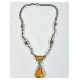 VINTAGE CITRINE COLOR CUT CRYSTAL NECKLACE