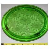 Vtg Jeannette Uranium Glass Sunflower Cake Plate
