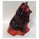 Vtg Mosser Oxblood Red Art Glass Collie Dog Figure