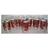 (7) Vtg Swanky Swig Red Flower 4 1/8t Glasses