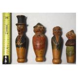 (4) Antique Carved/Painted Wood Anri-style Pencil