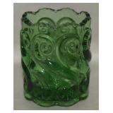 Vtg LG Wright Green Glass S Repeat Toothpick 2 3/8