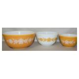 (3) Vtg Pyrex Butterfly Gold Nesting Mixing Bowls