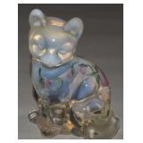 Fenton Handpainted Opalescent Art Glass Cat